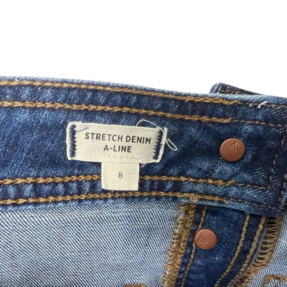 Madewell Stretch Denim A-Line Mini Skirt Salisbury Wash Patch Pocket Edition 8